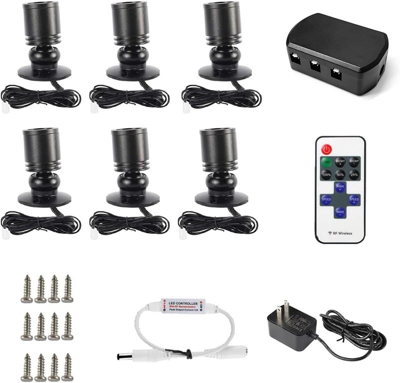 DEDC 6pcs LED Mini Spot Light, 3000K Under Cabinet Lights, Mini Spotlights for Showcase Displays Jewelry Model (Warm White-Remote Control-U.S. Plugs-Base Unslotted) - Image 1
